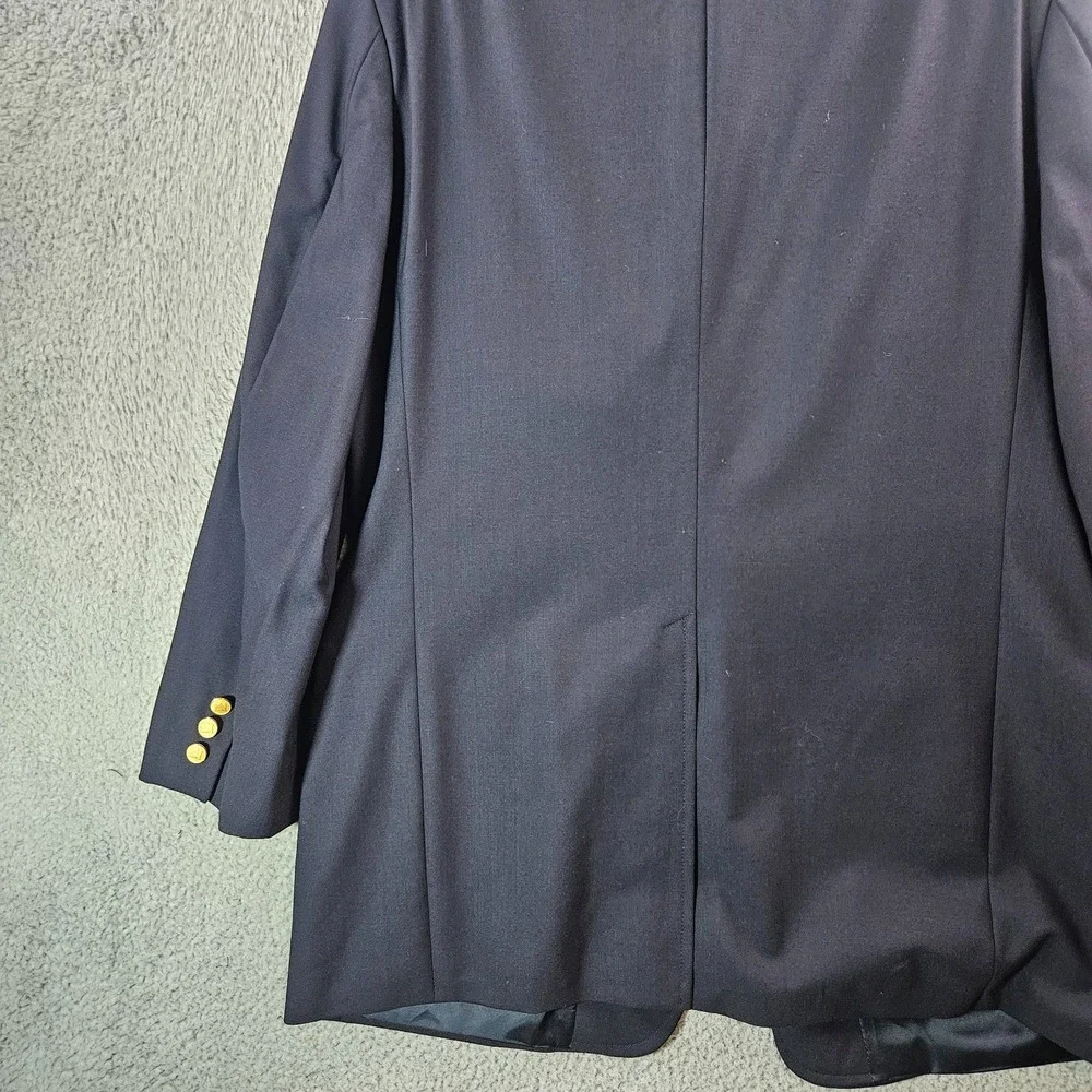 Brooks Brothers 43L Wool Suit Blazer Jacket Men Gold Button Brooksease Dark Navy